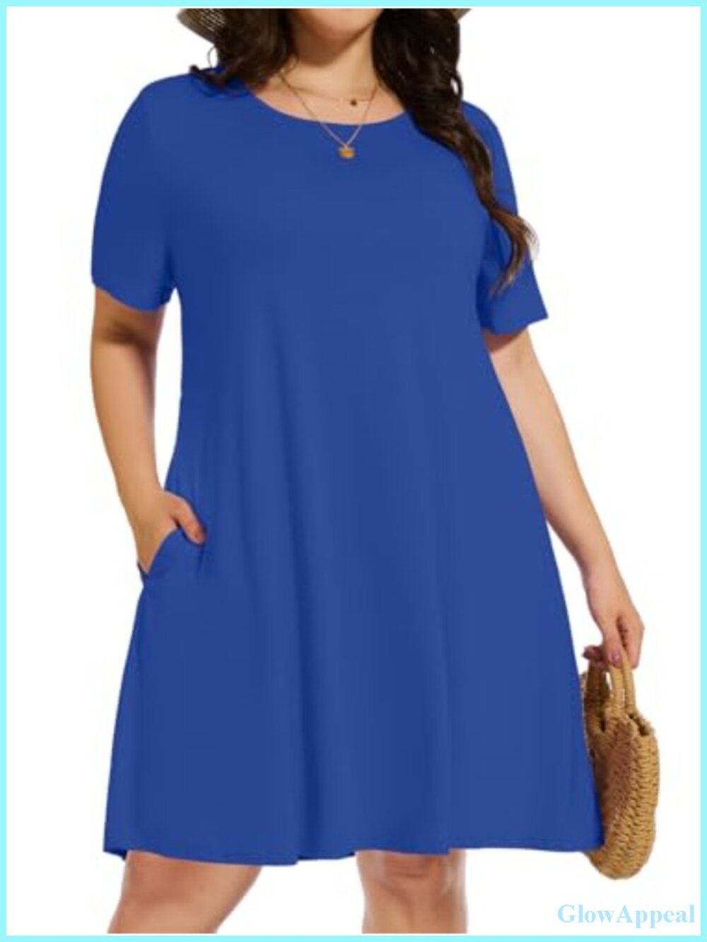 Plus Size Summer Tshirt Dress with Pockets Loose Casual Sundress